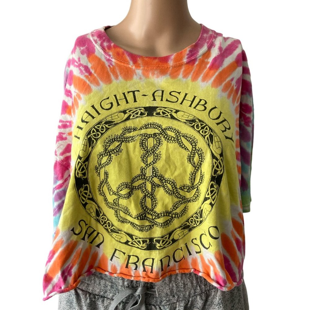 Haight Ashbury Tie Dye Cut Cropped Size XL Top